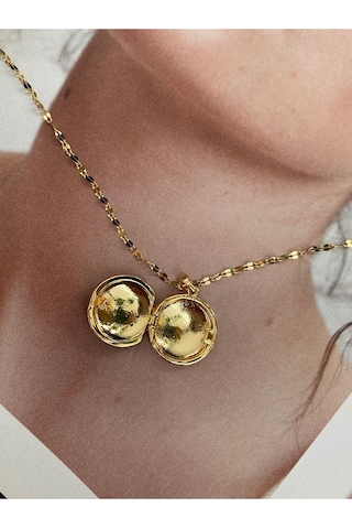 Lacivert Gökyüzü Gold Paslanmaz Çelik Kadın Kolye Modern Ve Şık Altın