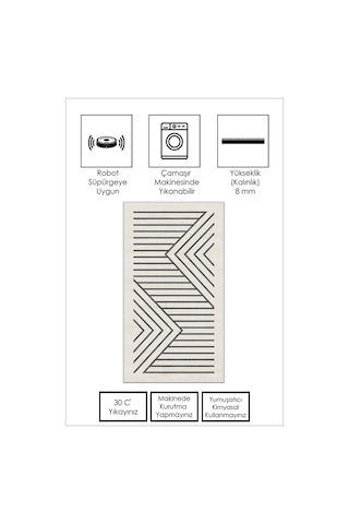 West Home Makinede Yıkanabilir Kaymaz Taban Leke Tutmaz Salon Halısı Mutfak Halısı Ve Yolluk 605 White