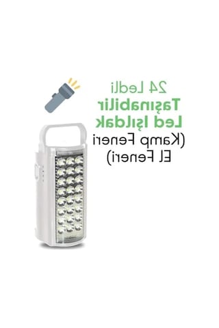 Taşınabilir Led Işıldak - 24 Led, Uzun Süreli Kullanım Açık Ahşap