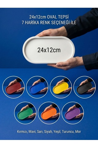 Premium - 24x12cm - Karbon Siyah - Dekoratif Tepsi - Tabak - Beton Sunumluk - Lüks Tasarım Özenli İşçilik