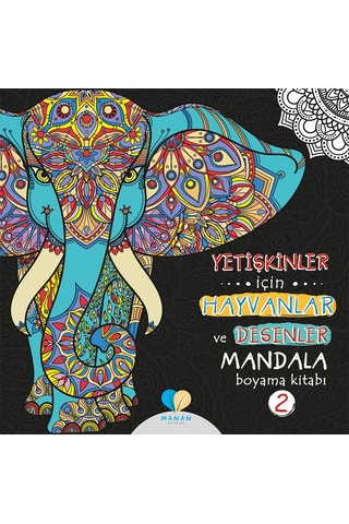 Yetişkinler için 2 Adet Hayvanlar ve Desenler Mandala Kitabı