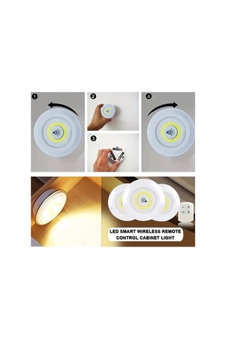 Uzaktan Kumandalı Yapışkanlı 3& 39 Lü Led Spot Lamba 5047 Çok Renkli