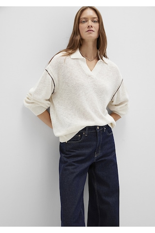 Mavi - Kol Detaylı Bej Triko Polo 1710834-91338 Ekru
