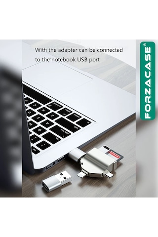 Lightning Type-c Micro Usb / Usb Kart Okuyucu Adaptör Fc459 Gümüş