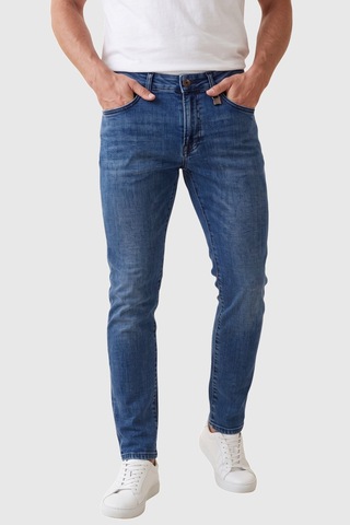 Rizzup Erkek Slim Fit Likralı Taşlanmış Mavi Jean Yumuşak Dokulu Esnek Dar Paça Kot Pantolon 2600991