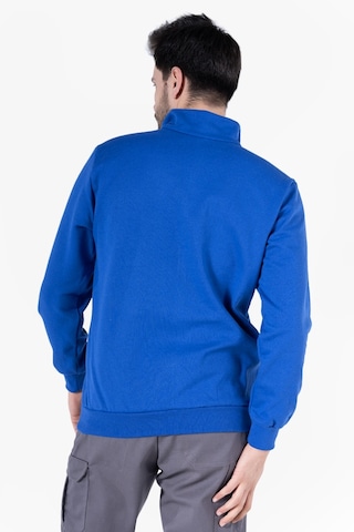 2 İplik Dik Yakalı Fermuarlı Sweatshirt Saks Mavi