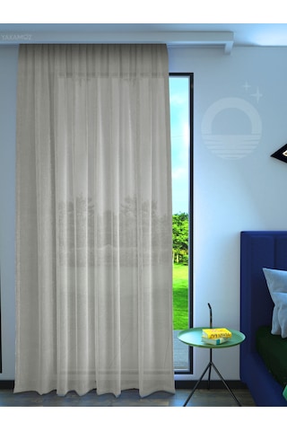 Krem Renk Keten Görünümlü Ekstraforlu Tül Perde Linen Touch Serisi Krem
