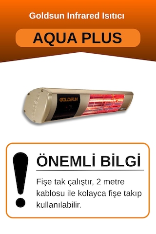Aqua Plus 2000 Watt Gsa20p Kumandalı Suya Dayanıklı Elektrikli İnfrared Isıtıcı-bej