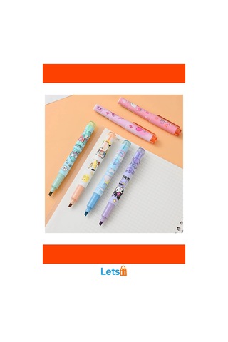 6'lı Fosforlu Kalem Seti Hello Kitty Kuromi Temalı Çok Renkli