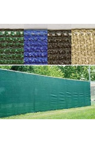 Plastik%95'lik Yeşil Gölgelik File, Çit Filesi, Çit Örtüsü - Şeritli Halkalı 1m X 10m
