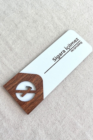 Sigara İçilmez Uyarı Tabelası Mdf Uyarı Levhası 19x7 Cm Çift Katmanlı, Çift Taraflı Bantlı