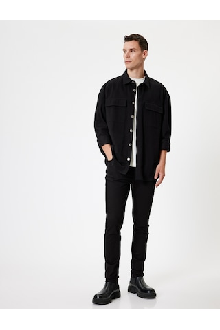 Koton Standart Bel Skinny Fit Kot Pantolon - Michael Jean Siyah 5wam40099nd Siyah
