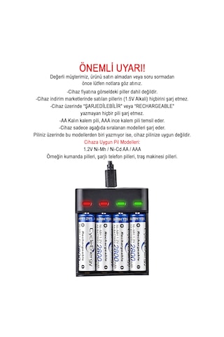 Greentech Pil Şarj Cihazı Dört Yuvalı - 1.2v Ni-mh / Ni-cd Aa / Aaa / Gt-bc07