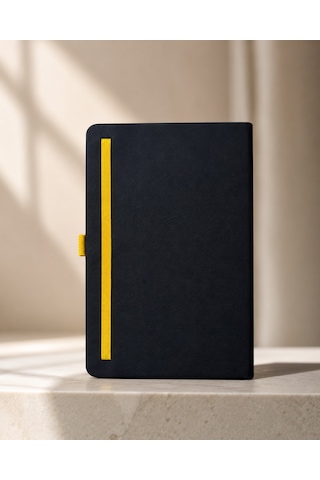 Modern Tasarım Lastikli Ajanda/defter Siyah - Sarı