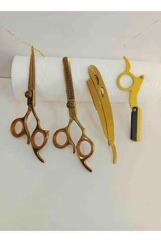 Smp Berber Makas Seti 6 Inç 4 Lü Set Profesyonel Lüks Salon Kuaför Jilet Ağız