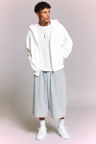 Tarz Cool Erkek 3 İplik Şardonlu Regular Fermuarlı Kapüşonlu Sweatshirt Kalın Kışlık Hoodie Beyaz