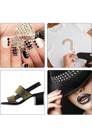 Yifomall Profesyonel Tırnak Dekor Seti - 9 Kutu Simli Aksesuar + 2 Fırça + 1 Cımbız İle Mükemmel Tasarımlar