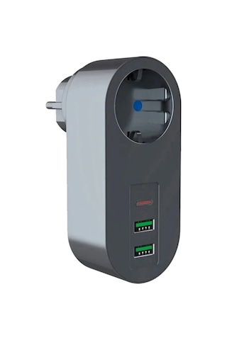 2 Usb,1 Type-c Girişli Tekli Priz Akım Korumalı Ev,ofis
