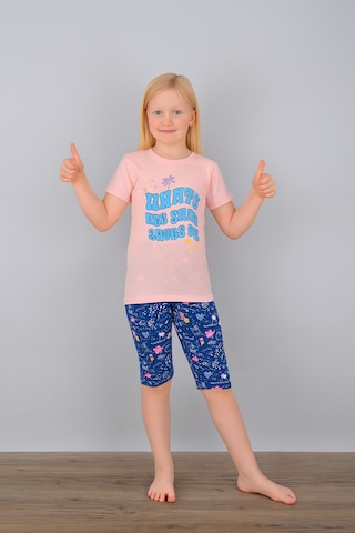 Kız Çocuk 3'lü %100 Pamuklu 1-2-3 Yaş Pijama Takımı Model:128 Çok Renkli