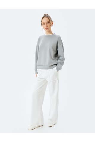 Koton Bisiklet Yaka Basic Uzun Kollu Oversize Sweatshirt Gri 5sak10085nk Gri