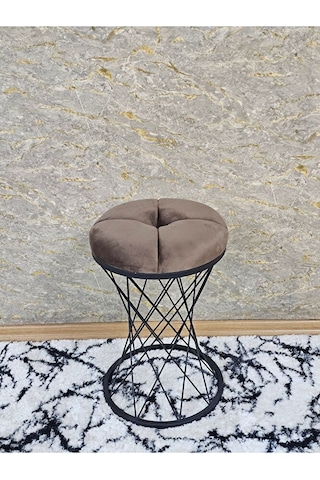 Yuvarlak Siyah Boyalı Puf Oturak - Bench - Ayak Ucu Oturak - Tabu Çok Renki