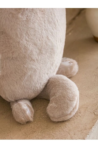 Bej Pelüş Dolgulu Kedi Bebek Kırlent 57 Cm