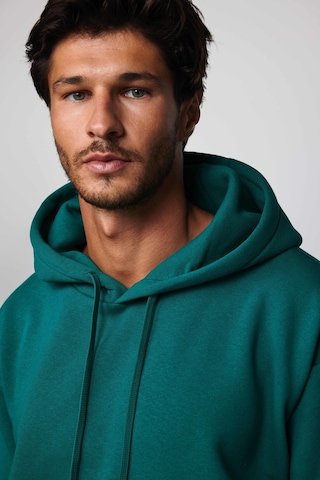 Tudors Oversize Pamuk Kapüşonlu Basıc Yeşil Unisex Sweatshirt-29409-yeşil Yeşil