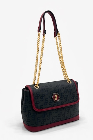 Silver Polo Çapraz Askılı Kadın Çanta Monogram Desenli Siyah-bordo 1084 Siyah - Bordo