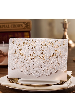 Yaozixa 10 Adet Kırmızı Çiçek Desenli Boş İç Sayfa, Zarf Ve Kılıfı İle Nikah, Doğum Günü Davetiyeleri - 250g Özel Kağıt XL