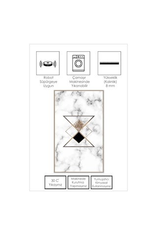 West Home Dijital Baskı Yıkanabilir Kaymaz Taban Leke Tutmaz Beyaz Mutfak Halısı Salon Halısı Ve Yolluk Wh 421 White