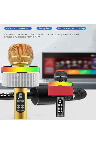 Mufunye Kablosuz Bt Karaoke Mikrofon Taşınabilir El Mikrofonu Hoparlör Makinesi 1800mah Şarj Edilebilir Hoparlör Ev Partisi Şarkı Söyleme İçin E