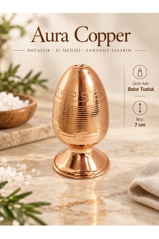 Aura Copper El İşlemeli Bakır Tuzluk Dekoratif Sofra Tuzluğu Ve Baharatlık Ac-tz-006