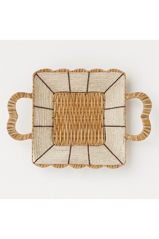 Kare Hasır Ekmek Sepeti-24 Cm X 24 Cm X 7 Cm Beyaz - Kahverengi