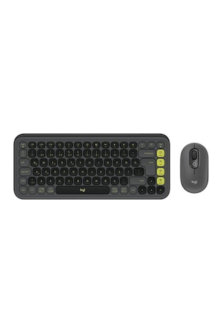 Logıtech Pop Icon Combo, Siyah-yeşil, 920-013075, Kablosuz, Türkçe Q, Klavye Mouse Set Lazer