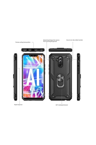 Huawei Mate 20 Lite Yüzüklü Standli Vega Kilif Ekran Koruyucu 510330837
