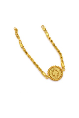 Altın Kaplama Çeyrekli Dorika Çerçeve Burgu Zincirli Bileklik Blk-1173 Altın