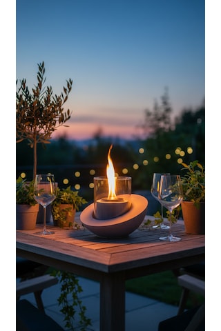 Beton Masaüstü Şömine Duman Sız Dekoratif Biyoetanol Şömine + 1 Lt Yakıt Hediyeli Terra Fire Z.1