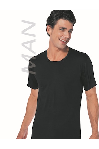 Erkek Siyah Süprem Yarım Kollu Sıfır Yaka Atlet % 100 Pamuklu Fanila 3 Lü Paket 112-3s Siyah