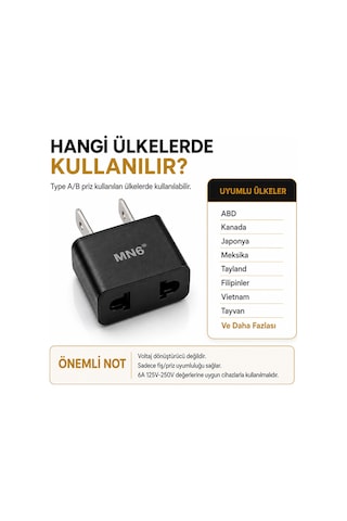 M007 Amerikan Priz Dönüştürücü/1 Adet-türk Fişi Amerikan Sistemine Çeviren Adaptor Fiş