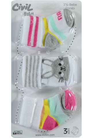Civil Baby Kız Bebek 3'lü Çorap Set 0-24 Ay Pembe D3c49191823s1 Pembe