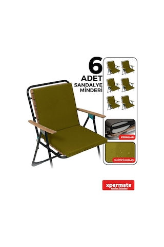 Xpermate 6'lı Arkalıklı Sandalye Minderi Fermuarlı 40x40 Yeşil