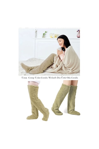 Sauna Suit Krem Sock Peluş Uyku Çorabı Welsoft Diz Üstü Oda Çorabı Ayak Isıtıcı Uzun Gonç Çorap Krem