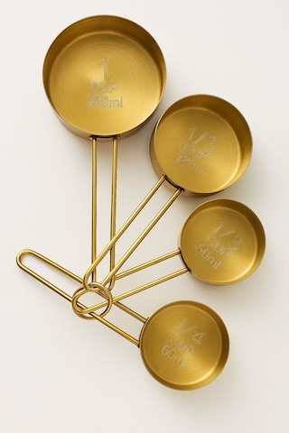 Morponi 4'lü Metal Saplı Gold Touch Premium Ölçü Kaşık Seti Golden
