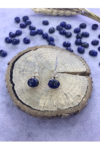 Gumusevi Lapis Lazuli Taşlı Gümüş Küpe 925 Ayar Taş