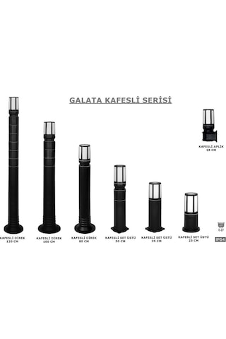 Galata Uzun Kafesli Set Üstü Bahçe Yol Garaj Lambaları 18 x 10 x 80 CM