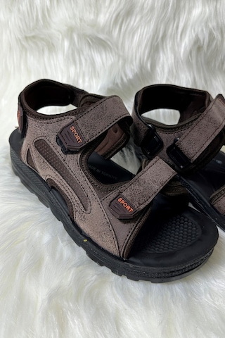 Günlük Unisex Kalın Anatomik Taban Cırtlı Ayarlanabilir Plaj Havuz Deniz Sandalet 037-337-183 Kahverengi Gençpoli