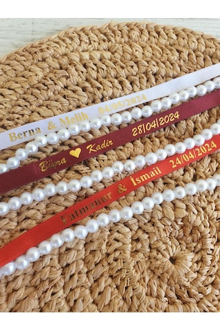 Dökülen İncili Isimli Yüzük Kurdelesi Söz - 12 Farklı Renk