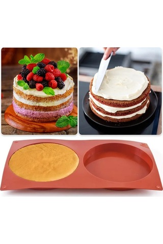 Kangvka 14cm Çift Kamera Silikon Pasta Kalıbı - Fırın/donuk Uyumlu, Lezzetli Pasta/mousse Hazırlama, Kolay Temizleme KIrmızı