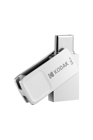Springsun Kodak 64gb Çift Port Type-c/usb3.1 Metal Usb Bellek - 360 Döner, Hızlı Veri Transferi, Telefon-bilgisayar Uyumlu, Siyah Kolloid Çip