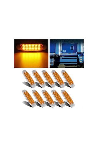 Gajeena 10 Adet 24v Sarı 12led Kamyon Yan Lambası - Sürekli Aydınlatma + Parıltı Fonksiyonu, Ip67 Su Geçirmez, Karoseri Ve Tırlar İçin Uygun